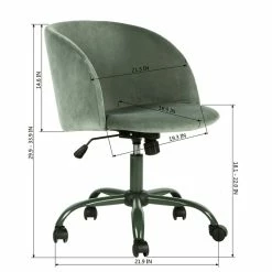 Discount 🥰 CRO Decor Velvet Home Office Chairs Adjustable Task Desk Chair In Green 🤩 -Deals Writing Desks Store 2440526 4 L