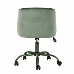 Discount 🥰 CRO Decor Velvet Home Office Chairs Adjustable Task Desk Chair In Green 🤩 -Deals Writing Desks Store 2440526 5 L