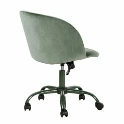 Discount 🥰 CRO Decor Velvet Home Office Chairs Adjustable Task Desk Chair In Green 🤩 -Deals Writing Desks Store 2440526 6 L