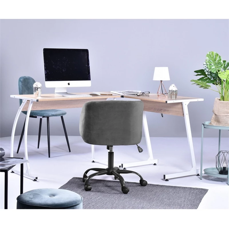Best Sale 🌟 CRO Decor Velvet Home Office Chairs Adjustable Task Desk Chair In Gray 😍 4 Best Sale 🌟 CRO Decor Velvet Home Office Chairs Adjustable Task Desk Chair In Gray 😍 - Image 2