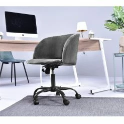 Best Sale 🌟 CRO Decor Velvet Home Office Chairs Adjustable Task Desk Chair In Gray 😍 13 Best Sale 🌟 CRO Decor Velvet Home Office Chairs Adjustable Task Desk Chair In Gray 😍 -Deals Writing Desks Store 2440527 3 L