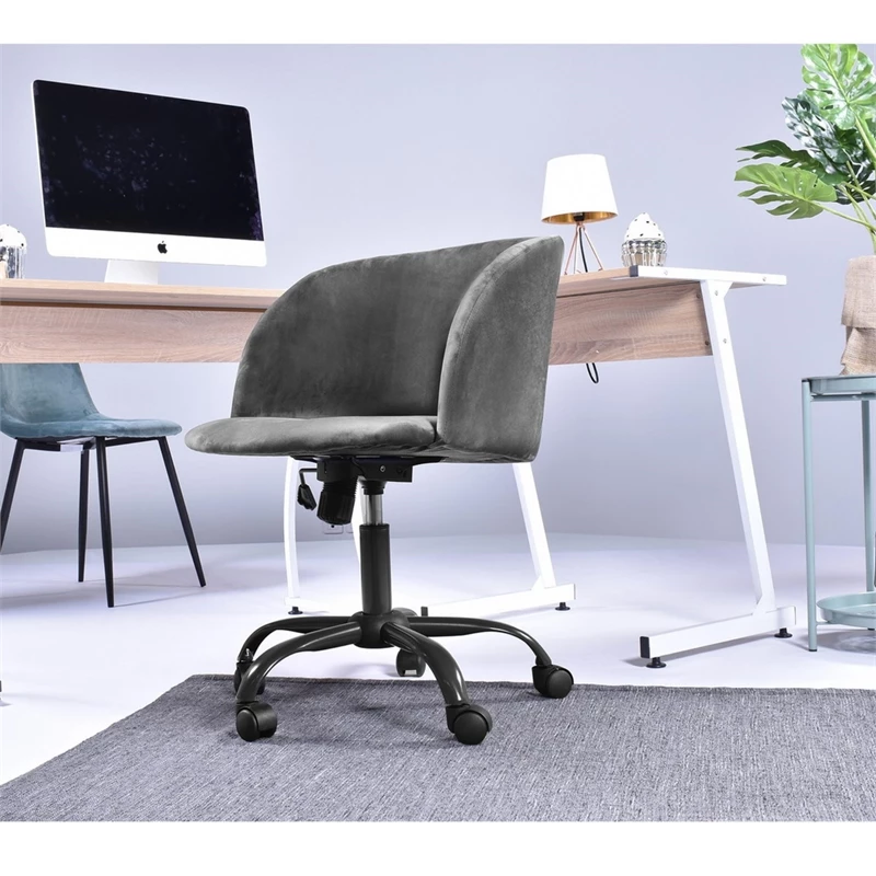 Best Sale 🌟 CRO Decor Velvet Home Office Chairs Adjustable Task Desk Chair In Gray 😍 6 Best Sale 🌟 CRO Decor Velvet Home Office Chairs Adjustable Task Desk Chair In Gray 😍 - Image 4