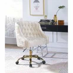 Brand new ✔️ ACME Furniture ACME Levian Tufted Velvet Upholstered Office Chair In Vintage Cream And Gold 😀 10 Brand new ✔️ ACME Furniture ACME Levian Tufted Velvet Upholstered Office Chair In Vintage Cream And Gold 😀 -Deals Writing Desks Store 2442524 5 L