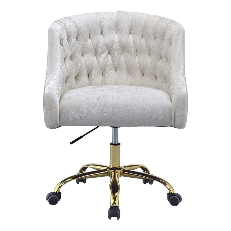 Brand new ✔️ ACME Furniture ACME Levian Tufted Velvet Upholstered Office Chair In Vintage Cream And Gold 😀 5 Brand new ✔️ ACME Furniture ACME Levian Tufted Velvet Upholstered Office Chair In Vintage Cream And Gold 😀 - Image 3