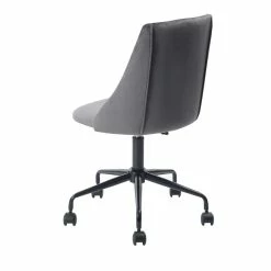 Outlet 👏 CRO Decor Velvet Fabric Swivel Task Office Chair With Adjustable Height In Gray 😀 -Deals Writing Desks Store 2442922 6 L