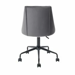 Outlet 👏 CRO Decor Velvet Fabric Swivel Task Office Chair With Adjustable Height In Gray 😀 -Deals Writing Desks Store 2442922 7 L