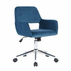 Promo 🔥 CRO Decor Velvet Fabric Office Chair Swivel Adjustable Armchair In Dark Blue 🎁 14 Promo 🔥 CRO Decor Velvet Fabric Office Chair Swivel Adjustable Armchair In Dark Blue 🎁 -Deals Writing Desks Store 2445342 2 L