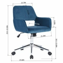 Promo 🔥 CRO Decor Velvet Fabric Office Chair Swivel Adjustable Armchair In Dark Blue 🎁 16 Promo 🔥 CRO Decor Velvet Fabric Office Chair Swivel Adjustable Armchair In Dark Blue 🎁 -Deals Writing Desks Store 2445342 5 L