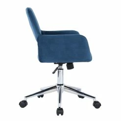 Promo 🔥 CRO Decor Velvet Fabric Office Chair Swivel Adjustable Armchair In Dark Blue 🎁 17 Promo 🔥 CRO Decor Velvet Fabric Office Chair Swivel Adjustable Armchair In Dark Blue 🎁 -Deals Writing Desks Store 2445342 6 L