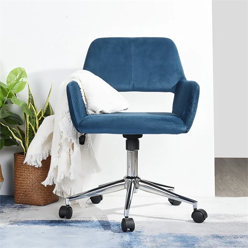 Promo 🔥 CRO Decor Velvet Fabric Office Chair Swivel Adjustable Armchair In Dark Blue 🎁 4 Promo 🔥 CRO Decor Velvet Fabric Office Chair Swivel Adjustable Armchair In Dark Blue 🎁 - Image 2