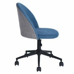 Discount 👍 FurnitureR Fabric Upholstered Adjustable Swivel Office Chair In Blue/Gray 🌟 -Deals Writing Desks Store 2445562 2 L