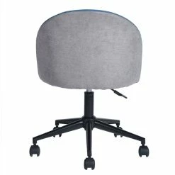 Discount 👍 FurnitureR Fabric Upholstered Adjustable Swivel Office Chair In Blue/Gray 🌟 -Deals Writing Desks Store 2445562 3 L