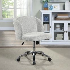 Outlet 🎁 OSP Home Furnishings Ellen Office Chair In Parchment Gray Fabric With Chrome Base 😍 -Deals Writing Desks Store 2451322 1 L