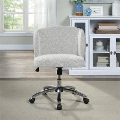 Outlet 🎁 OSP Home Furnishings Ellen Office Chair In Parchment Gray Fabric With Chrome Base 😍 -Deals Writing Desks Store 2451322 2 L