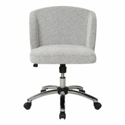 Outlet 🎁 OSP Home Furnishings Ellen Office Chair In Parchment Gray Fabric With Chrome Base 😍 -Deals Writing Desks Store 2451322 3 L
