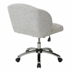 Outlet 🎁 OSP Home Furnishings Ellen Office Chair In Parchment Gray Fabric With Chrome Base 😍 -Deals Writing Desks Store 2451322 5 L