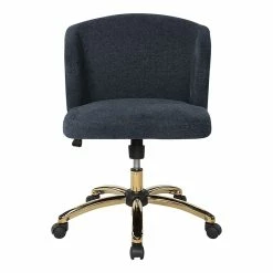 Flash Sale 🛒 OSP Home Furnishings Ellen Office Chair In Indigo Blue Fabric With Gold Base 👍 -Deals Writing Desks Store 2451325 3 L