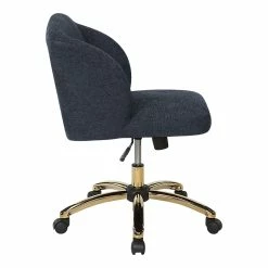 Flash Sale 🛒 OSP Home Furnishings Ellen Office Chair In Indigo Blue Fabric With Gold Base 👍 -Deals Writing Desks Store 2451325 4 L