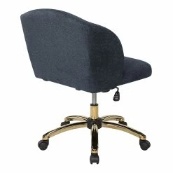 Flash Sale 🛒 OSP Home Furnishings Ellen Office Chair In Indigo Blue Fabric With Gold Base 👍 -Deals Writing Desks Store 2451325 5 L