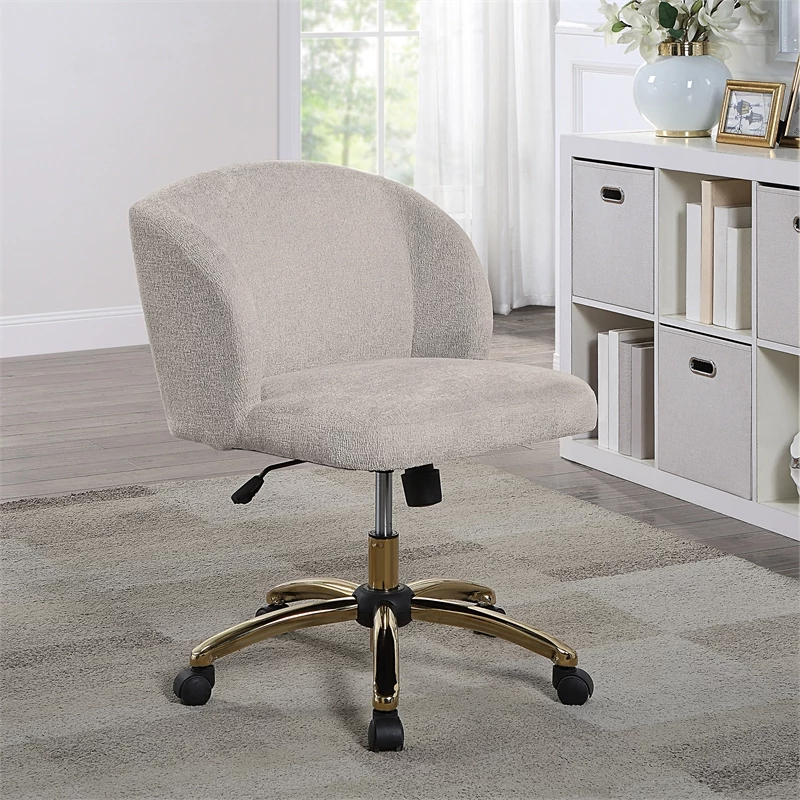 Wholesale 😉 OSP Home Furnishings Ellen Office Chair In Sand Beige Fabric With Gold Base 😉 4 Wholesale 😉 OSP Home Furnishings Ellen Office Chair In Sand Beige Fabric With Gold Base 😉 - Image 2