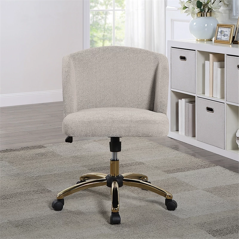 Wholesale 😉 OSP Home Furnishings Ellen Office Chair In Sand Beige Fabric With Gold Base 😉 5 Wholesale 😉 OSP Home Furnishings Ellen Office Chair In Sand Beige Fabric With Gold Base 😉 - Image 3