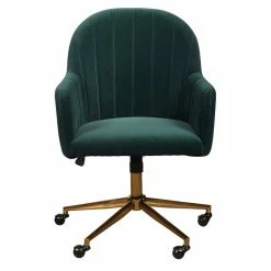 Best Sale ⭐ Urbanpro Upholstered Channel Tufted Office Chair In Emerald Green Velvet 🔥