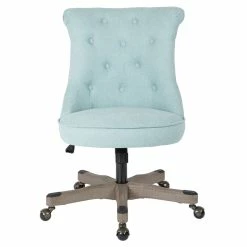 Cheap 👏 Urbanpro Tufted Office Chair In Mint Blue Fabric With Grey Wood Base 🎉 -Deals Writing Desks Store 2452789 2 L