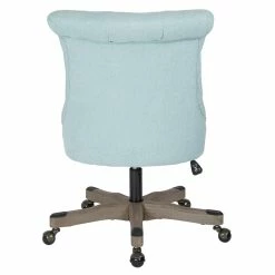 Cheap 👏 Urbanpro Tufted Office Chair In Mint Blue Fabric With Grey Wood Base 🎉 -Deals Writing Desks Store 2452789 3 L