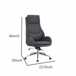 Best deal 👍 Benzara High Cushioned Tufted Back Fabric Office Chair With Star Base In Gray 🥰 -Deals Writing Desks Store 2462349 5 L