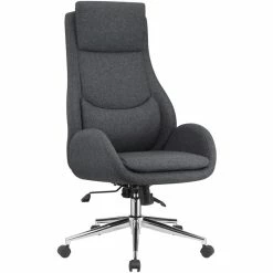 Best deal 👍 Benzara High Cushioned Tufted Back Fabric Office Chair With Star Base In Gray 🥰