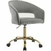 Buy ✔️ Bowery Hill Modern Office Chair In Gray Velvet And Gold 😉 -Deals Writing Desks Store 2469741 5 L