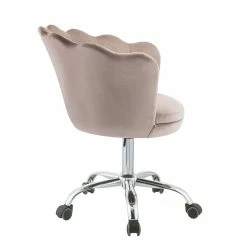 Discount 🛒 Bowery Hill Modern Office Chair In Rose Quartz Velvet And Chrome 👍 -Deals Writing Desks Store 2469939 3 L