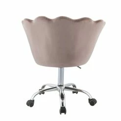 Discount 🛒 Bowery Hill Modern Office Chair In Rose Quartz Velvet And Chrome 👍 -Deals Writing Desks Store 2469939 4 L
