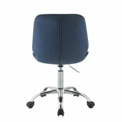 Wholesale 🌟 Bowery Hill Modern Office Chair In Twilight Blue Velvet And Chrome ⭐ -Deals Writing Desks Store 2469970 3 L