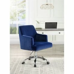 Best Sale โญ ACME Furniture ACME Trenerry Office Chair In Blue Velvet & Chrome Finish ๐ฅฐ 11 Best Sale โญ ACME Furniture ACME Trenerry Office Chair In Blue Velvet & Chrome Finish ๐ฅฐ -Deals Writing Desks Store 2475554 3 L
