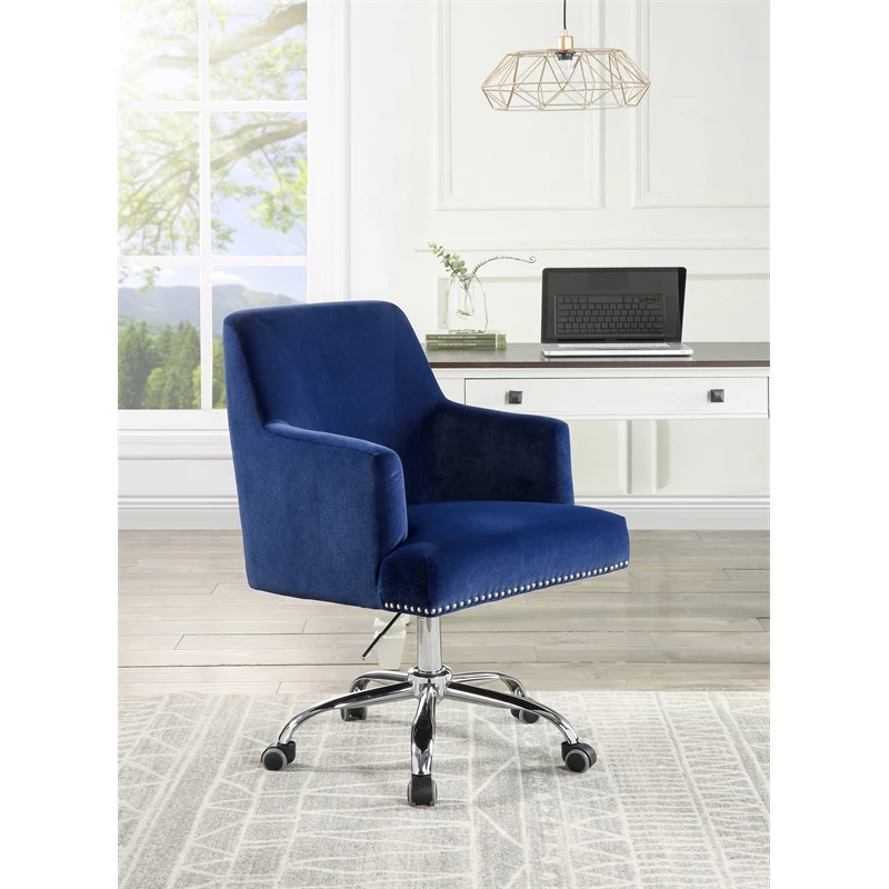 Best Sale โญ ACME Furniture ACME Trenerry Office Chair In Blue Velvet & Chrome Finish ๐ฅฐ 6 Best Sale โญ ACME Furniture ACME Trenerry Office Chair In Blue Velvet & Chrome Finish ๐ฅฐ - Image 4