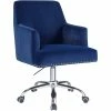 Best Sale ⭐ ACME Furniture ACME Trenerry Office Chair In Blue Velvet & Chrome Finish 🥰 -Deals Writing Desks Store 2475554 6 L