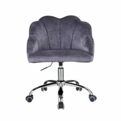 Cheap 💯 ACME Furniture ACME Rowse Office Chair In Dark Gray Velvet & Chrome Finish ❤️ -Deals Writing Desks Store 2475555 4 L