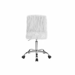 Discount ⭐ ACME Furniture ACME Arundell Office Chair In White Faux Fur & Chrome Finish 🔔 -Deals Writing Desks Store 2475584 1 L