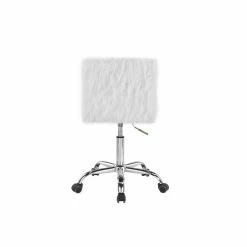 Discount ⭐ ACME Furniture ACME Arundell Office Chair In White Faux Fur & Chrome Finish 🔔 -Deals Writing Desks Store 2475584 3 L