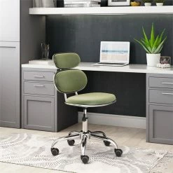 Cheapest ❤️ ZUO Iris Modern Office Chair In Olive Green & Silver 🥰 -Deals Writing Desks Store 2476571 01 L