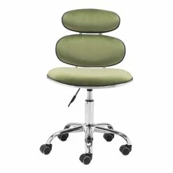 Cheapest ❤️ ZUO Iris Modern Office Chair In Olive Green & Silver 🥰 -Deals Writing Desks Store 2476571 03 L