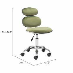 Cheapest ❤️ ZUO Iris Modern Office Chair In Olive Green & Silver 🥰 -Deals Writing Desks Store 2476571 09 L