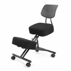 Wholesale 🥰 Bowery Hill Modern Metal Kneeling Chair With Wheels In Black 🤩 -Deals Writing Desks Store 2484939 3 L