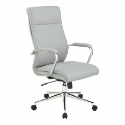 Promo ๐งจ Office Star High Back Manager's Chair With Dillon Steel Gray Fabric And Chrome Base ๐