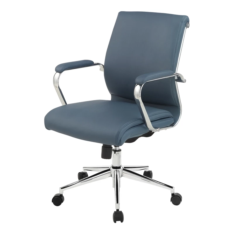Best Sale ๐ Office Star Mid Back Manager's Chair With Dillon Blue Fabric And Chrome Base ๐ 4 Best Sale ๐ Office Star Mid Back Manager's Chair With Dillon Blue Fabric And Chrome Base ๐ - Image 2
