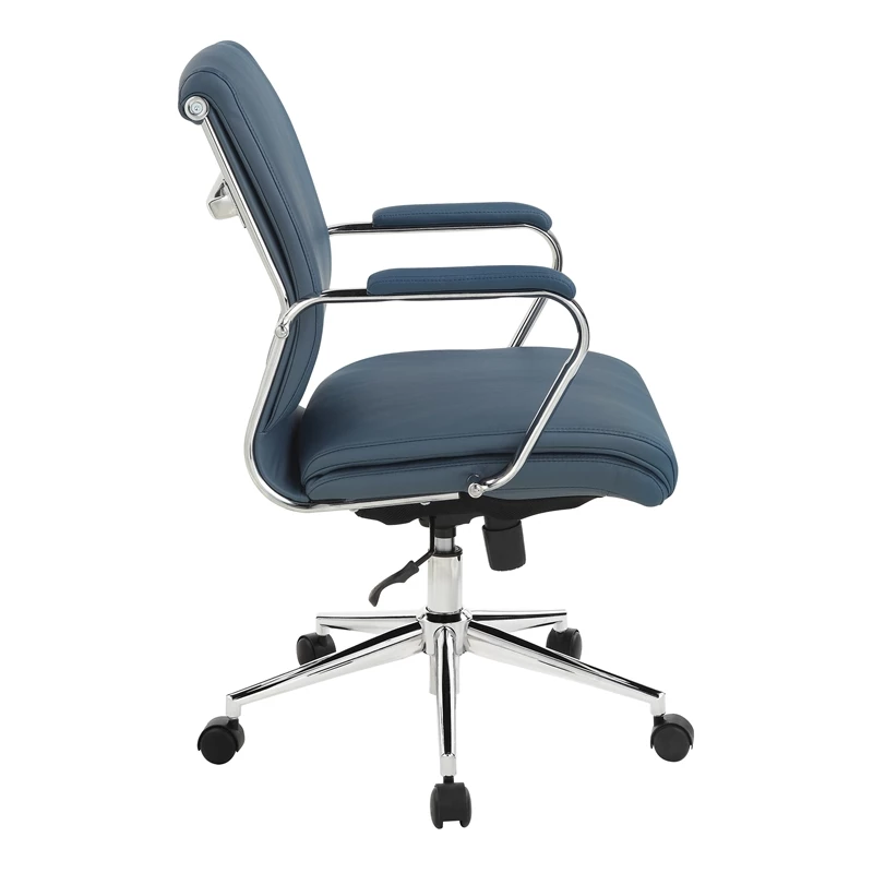 Best Sale ๐ Office Star Mid Back Manager's Chair With Dillon Blue Fabric And Chrome Base ๐ 6 Best Sale ๐ Office Star Mid Back Manager's Chair With Dillon Blue Fabric And Chrome Base ๐ - Image 4