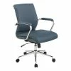 Best Sale 😍 Office Star Mid Back Manager's Chair With Dillon Blue Fabric And Chrome Base 🎉