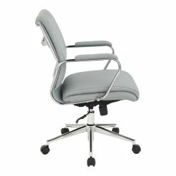 Coupon 👏 Office Star Mid Back Manager's Chair With Dillon Steel Gray Fabric And Chrome Base ❤️ -Deals Writing Desks Store 2494377 3 L