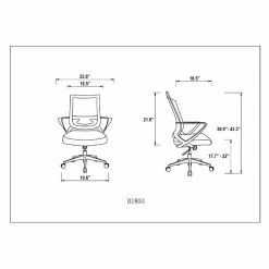 New 🔥 Atlin Designs 45" Adjustable Modern Plastic Office Chair In White/Black 👍 -Deals Writing Desks Store 2503794 5 L